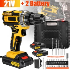 21V Cordless Hammer Drill Set Electric Impact Driver Screwdriver with 2 Battery