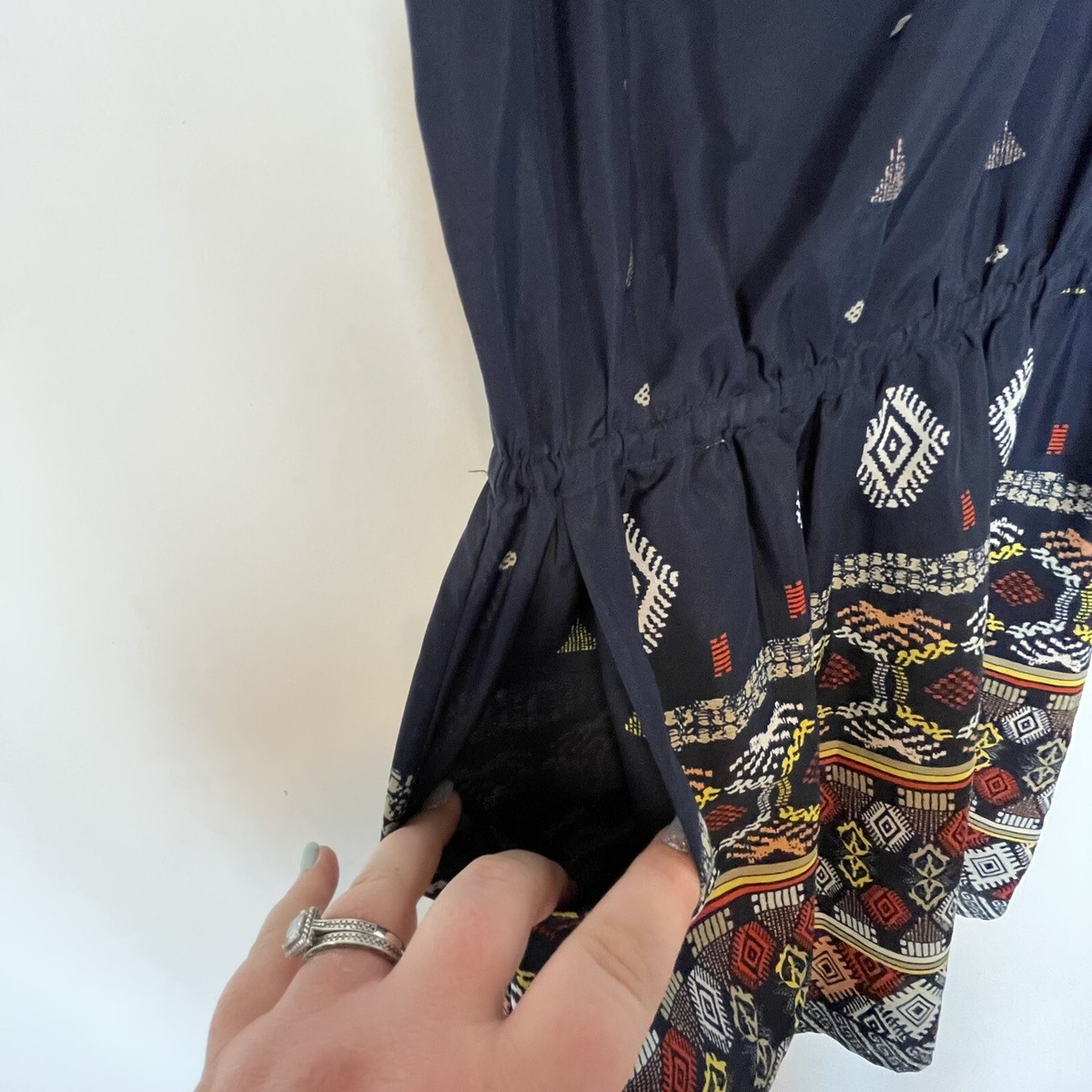 Quiksilver Indian Summer Tank Dress XS Navy Tribal Lightweight Pockets View 5