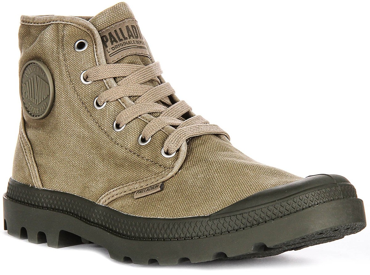 Palladium Pampa Hi Woodline Canvas Mens Boots Dusky Green US 