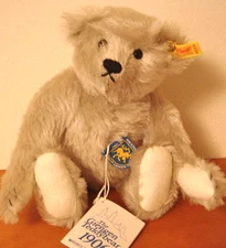   12" Steiff - 1906 Replica "The Giengen Teddy Bear" light gray #0167/32, MINT!