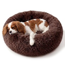Calming Donut Dog Bed 30in for Medium Dogs up to 45 lb Plush, Washable