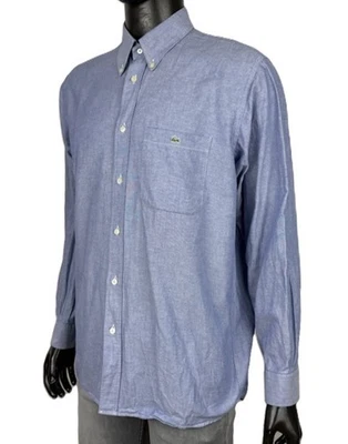 Chemise homme Lacoste taille 42 XL bleu Oxford boutonné manches longues - Photo 1/4