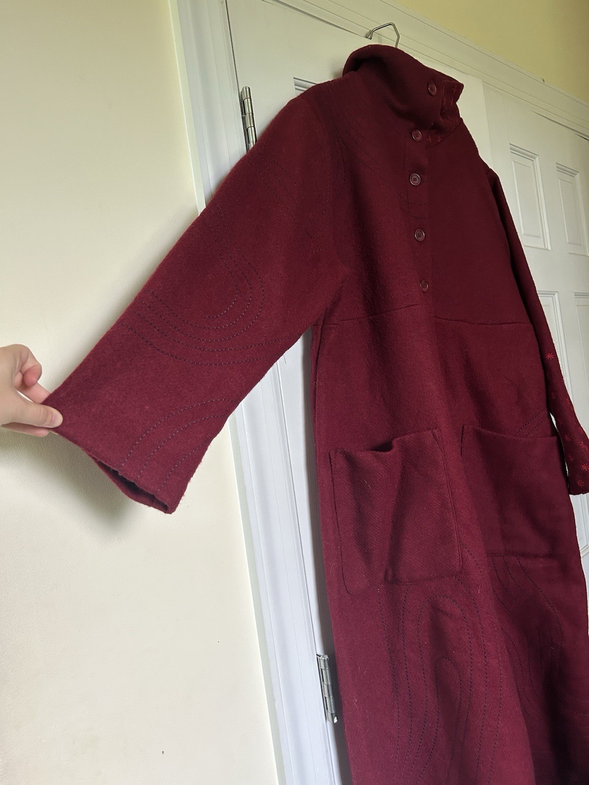 Gudrun Sjoden Wool Blend Embroidered Coat XL - image 2