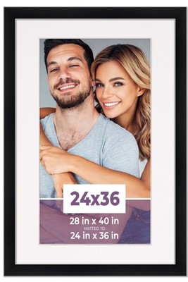 24x36 Frame Black With White Picture Mat For 24x36 Photo - Black 28x40 Frame To