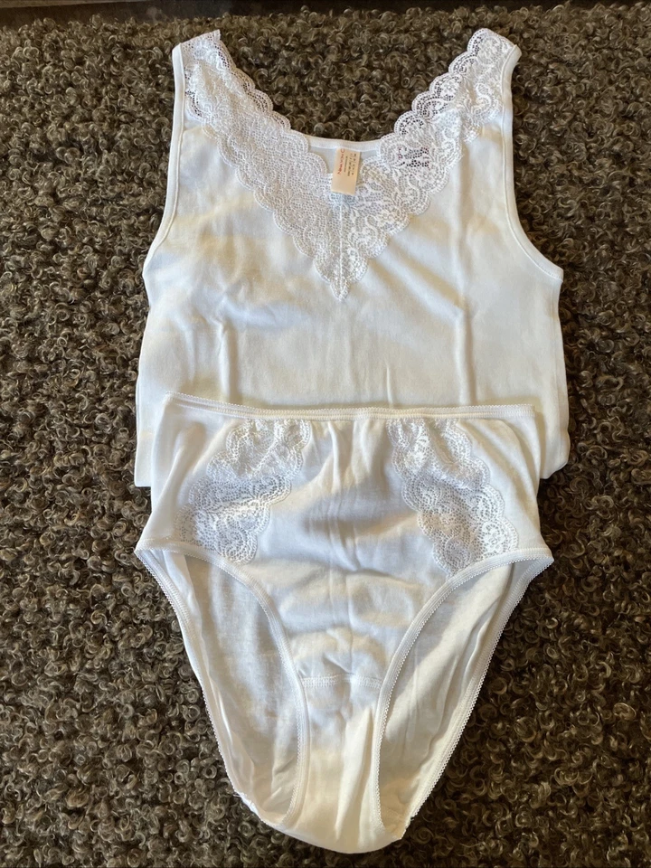 Nina von C 2 Teiliges Unterwäsche Set Hemd und Slip mit Spitze Weiß Größe 40 - Bild 2 von 4