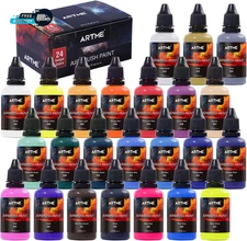 Airbrush Paint 24 Colors Airbrush Paint Set Include Metallic and Neon