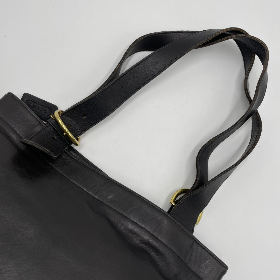 OLD COACH Vintage Shoulder Tote Bag Leather 4140 Black Used From