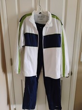 Nike 2-Piece Colorblock Tracksuit Jacket Pants White/Navy/Green L VTG 2000