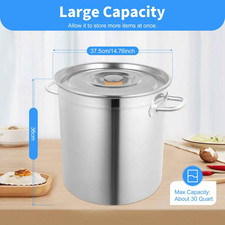 35L Stainless Steel Stock Pot with Lid Large Capacity Soup Cooking Pot