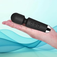 Handheld Personal Wand Massager   Waterproof, USB Rechargeable, 20 Black