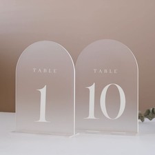Frosted Arch Table Numbers Wedding Reception Acrylic Signs Holder 110 10 Pack