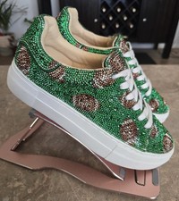 Betsey Johnson Sidny Green Football Platform Sneakers. Size 6.5