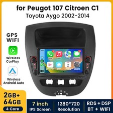 Per Peugeot 107 Citroen C1 Toyota Aygo Carplay Android 15 autoradio GPS WIFI DAB+