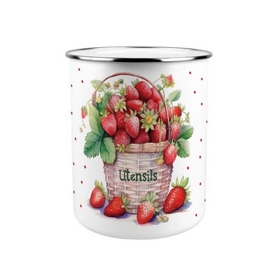 Erdbeerkorb Utensilentopf - Emaille XL Küchenutensilien Organizer Deko Geschenk