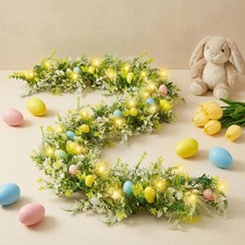 6FT Lighted Easter Egg Garland, Battery Operated Spring Garland with Warm Whi...