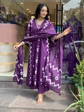 Gosriki Women'S Rayon Viscose Printed Anarkali Kurta With Palazzo & Dupatta (...