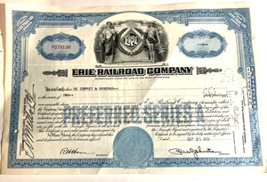 ERIE RAILROAD COMPANY - STOCK CERTIFIATE TO DE COPPET & DOREMU, SEPT, 21, 1955
