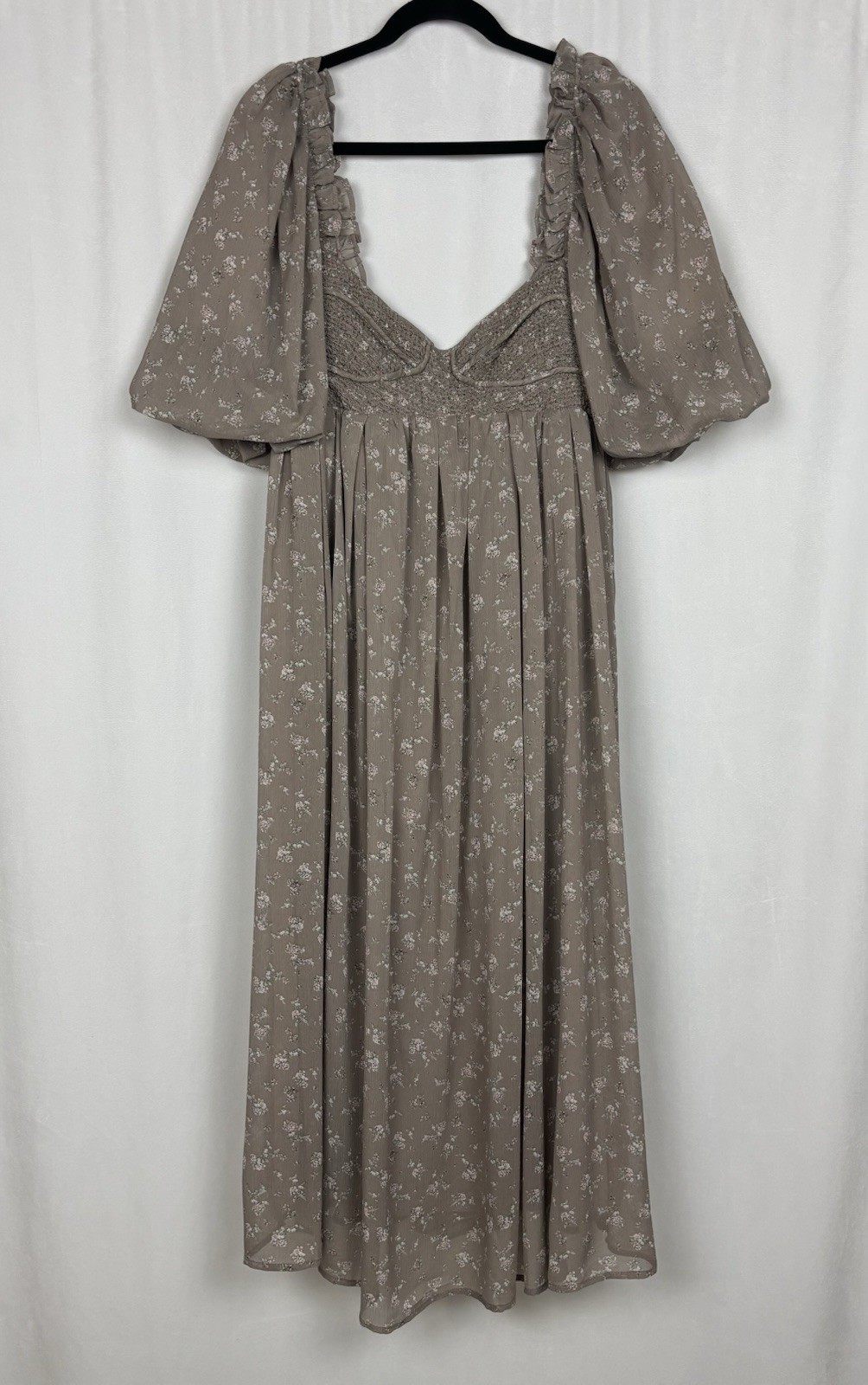 Worth Collective Women’s L Harlow Maxi Dress in Taupe Floral - Bump Friendly