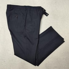 Hugo Boss Pants Mens 34x32 Blue Check Wool Flat Dress Slacks Work Trousers