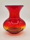 VTG Amberina Blown Glass Floral Vase 5¾" GLOWS Blenko Style MCM