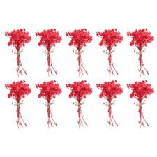 10 St&uuml;ck Mini-Blumenstrau&szlig; mit getrockneten Schleierkraut Geschenk, Rot