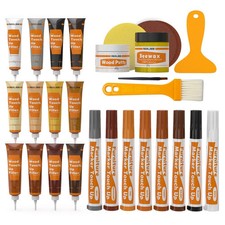 28pc Wood Furniture Repair Kit Touch Up Markers Putty Scratch Floor Cabinet Fix