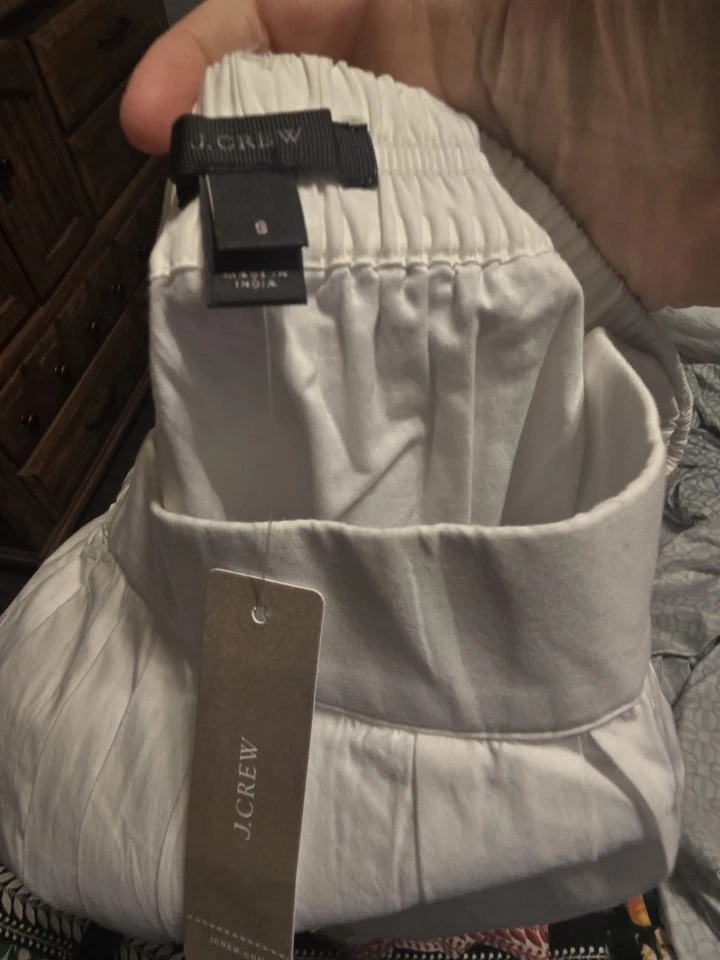 Falda midi bordada J Crew para mujer blanca roja plisada con cinturón talla S nueva Foto 4 de 4