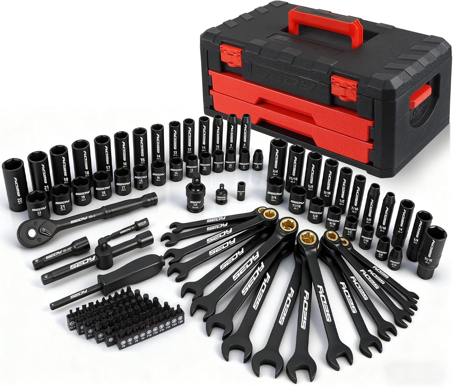 132-Piece Premium Mechanics Tool Set with Ratchet, Wrenches 