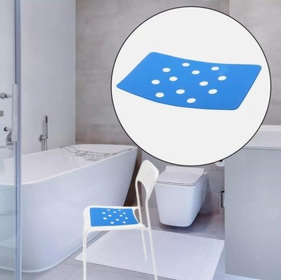 Shower Chair Seat Mat Adhesive Backing 13.8x9.5 Inches Fit Bath Bench -Blue