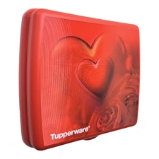 Tupperware Sandwich Keeper Red Heartbeat Hologram Valentine Love