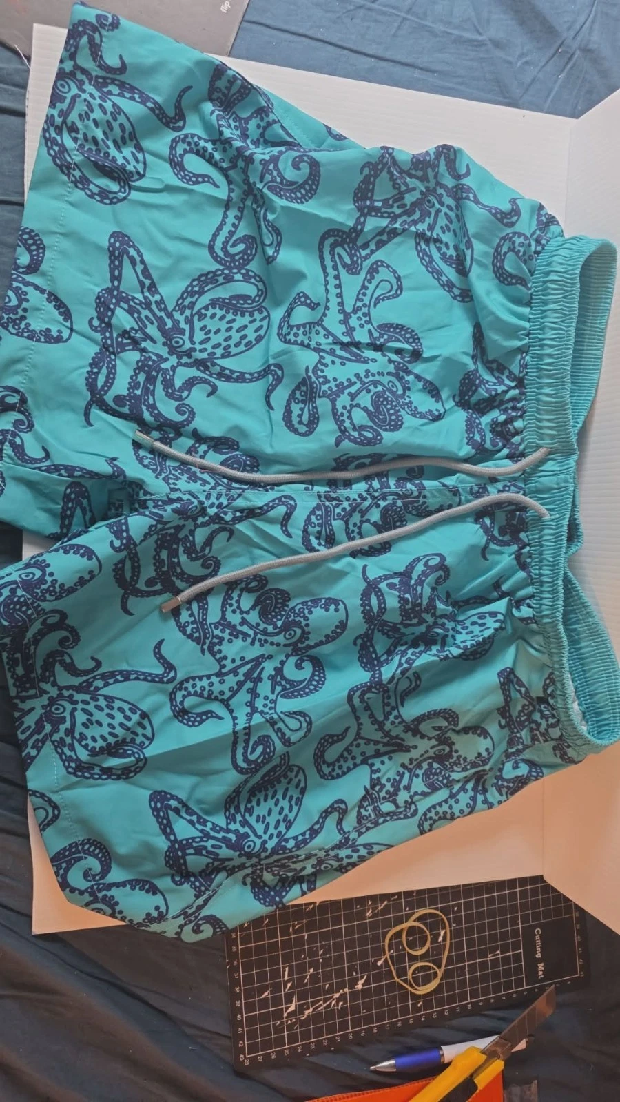 VILEBREQUIN Size L Blue with octopus Men's Swim Shorts
