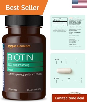 Biotin 5000 mcg for Hair, Skin, and Nails, 130 Capsules, 4  Supply Packaging ...