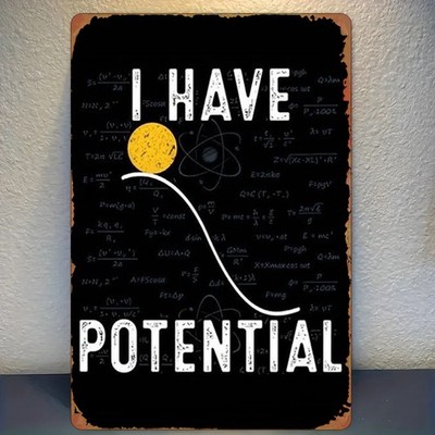 20.32x30.48 cm Metal Sign, ''Unlimited Potential: Scientific Formula and Atomic P