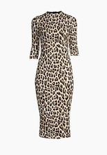 Alice + Olivia Delora Leopard Mock Neck Bodycon Midi Dress Womens Size 2