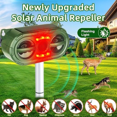 5 Modes Solar Ultrasonic Animal Repellent Dog Cat Skunk Deer Raccoon For Garden