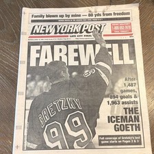 April 1999 Wayne Gretzky Retirement Newspapers Lot - New York Post, Newsday April 1999 Wayne Gretzky Retirement Newspapers Lot - New York Post, Newsday