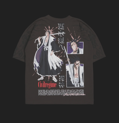 Civil Regime x Bleach - Large - Zaraki 199x Oversized Tee in Brown