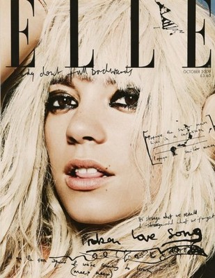 Lily Allen Pete Doherty Christopher Kane SUBSCRIBER ELLE MAGAZINE OCTOBER 2009