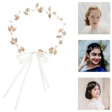 Lightweight Bridal Headpiece Wedding Headband with Golden Leaf Reusable Style