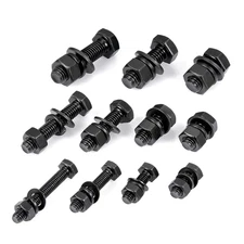 340 Pcs M6/M8/M10 Hex Head Metric Nuts and Bolts - Black Grade 8.8 Alloy Steel S