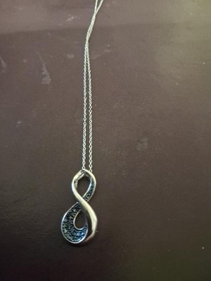 Zales blauer Diamant Unendlichkeit/Ewigkeit Schleife Sterlingsilber Anhänger Halskette 