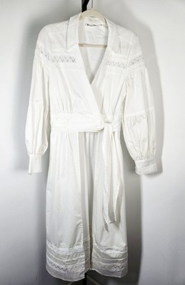 NY&C 7th Avenue Design Studio Long Faux Wrap Long Sleeve Shirt-White - SZ M