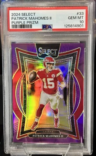 2024 Panini Select Concourse Patrick Mahomes II #33 Purple Prizm /75 PSA 10