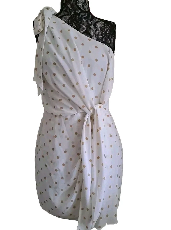Shona Joy Sophia One Shoulder Polka Dot Mini Dress Size 10 - image 2 of 4