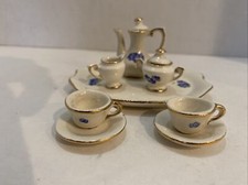Vintage J B Blue and White Porcelain Miniature Tea Set Blue Flower Mini
