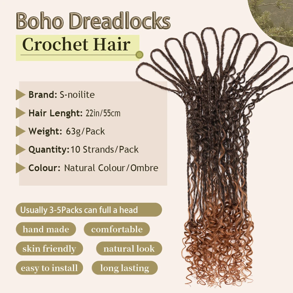 Boho Chic Dreadlocks Extensions Doppelendige lockige gemischte Stil Haarteil 22" - Bild 3 von 4