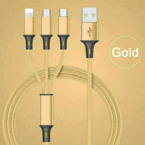 3 in 1 Multi USB Cable Fast Charger Type C 1.2m Lead For IOS / Samsung / Huawei - Image 3 of 4