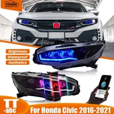 Upgrade RGB LED Headlights For 10th Gen Honda Civic 2016-2021 Head Lamp Assembly