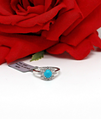 Sterling Silver Sparkling Turquoise TGGC Ring Size CAT RESCUE