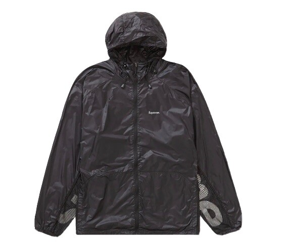 Supreme Ripstop Hooded Windshell Jacket Zip Up Black Size S BRAND